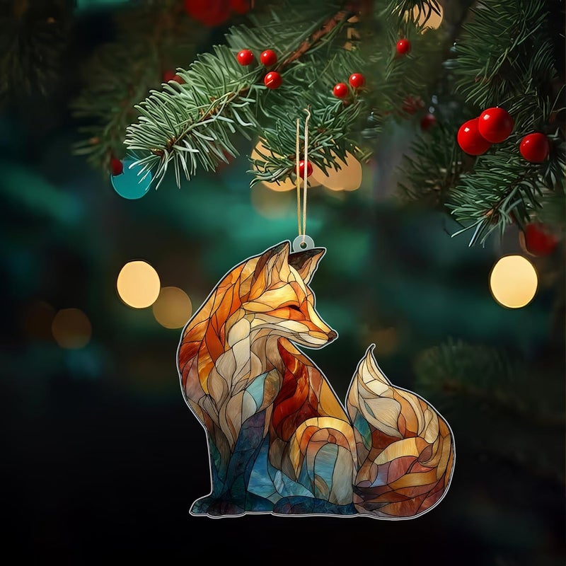 HONOCOOLS Store Fox Acrylic Ornament, Fox Faux Acrylic Hanging Decoration for Christmas Tree, Wildlife Home Decor, Fox Ornaments for Holiday, Unique Animal Lovers Gift, Gift Exchange Present (Sun-57) - Image 5